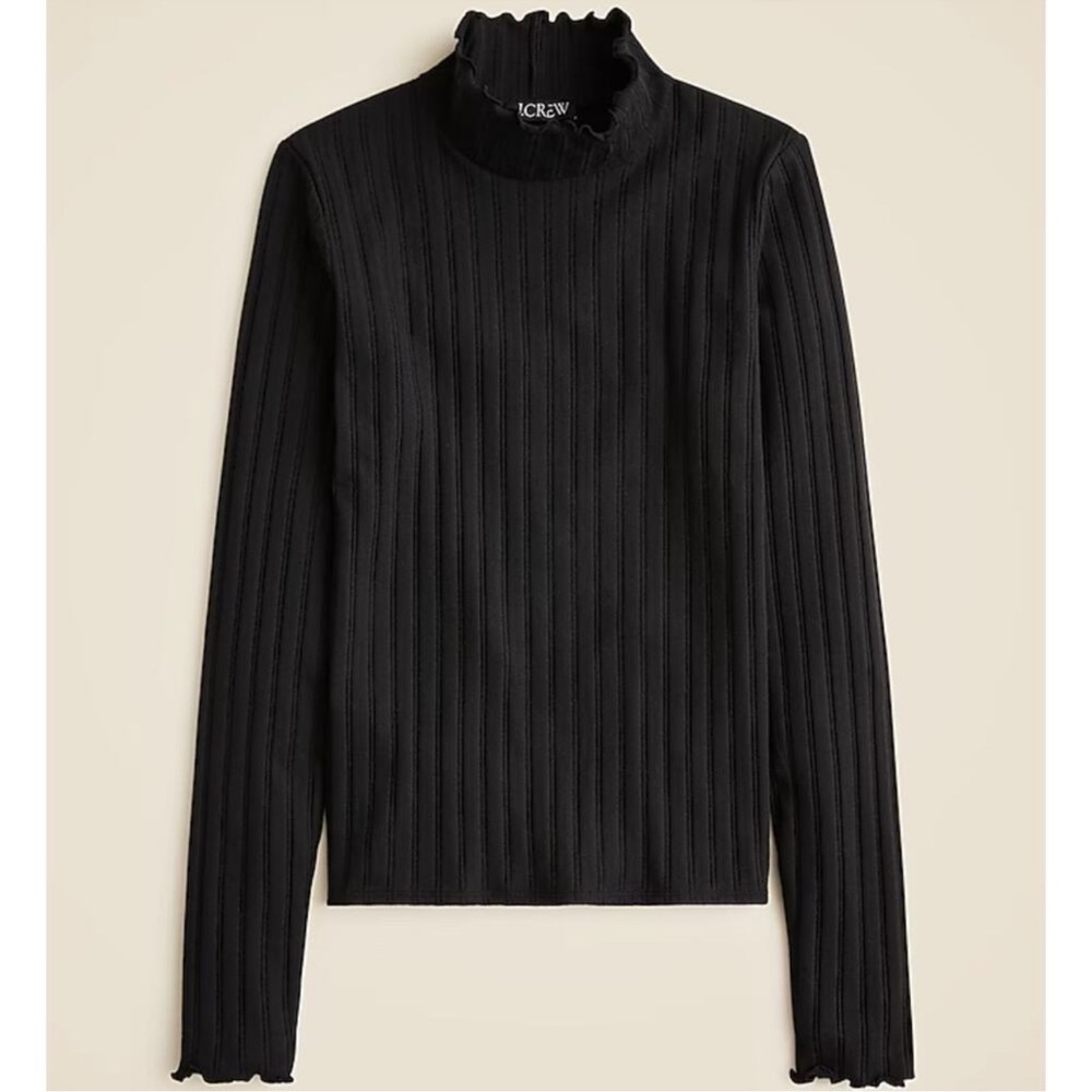 J. Crew Pointelle knit turtleneck in black